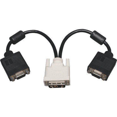 Eaton Tripp Lite Series DVI to VGA Y Splitter Adapter Cable (DVI-I to HD15 M/2xF), 1 ft. (0.3 m) - (DVI-I-M to 2x HD15-F) 