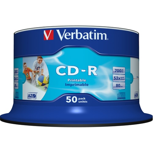 Verbatim CD-Rohling - CD-R Rohling - 700 MB - 52x Schreibgeschwindigkeit - 50er Pack - 120mm - Druckbar - 1,33 Stunde(n) M