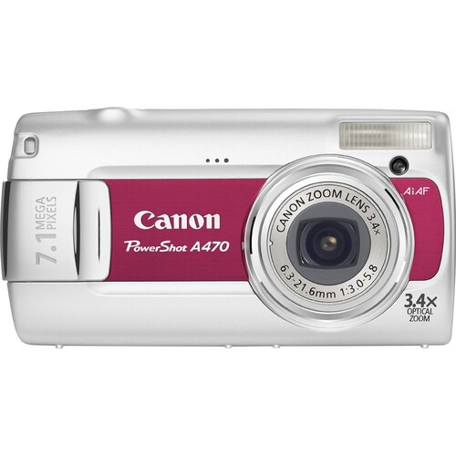 Canon PowerShot A470 7.1 Megapixel Compact Camera - Orange - 6.4 cm (2.5")LCD - 3.4x Optical Zoom - 4x Digital Zoom - 3072