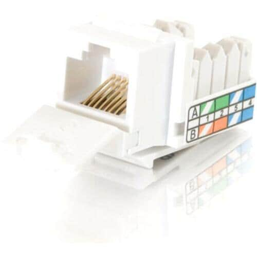 C2G 90° Cat5E RJ45 UTP Keystone Jack - White - RJ-45, 110-punchdown