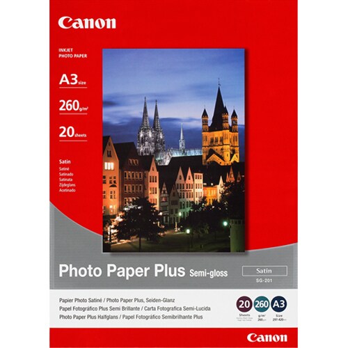 Canon Photo Paper Plus SG-201 Tintenstrahl Fotopapier - DIN DIN A3 - 297 mm x 420 mm - 260 g/m² Grammage - Semi-gloss - 20