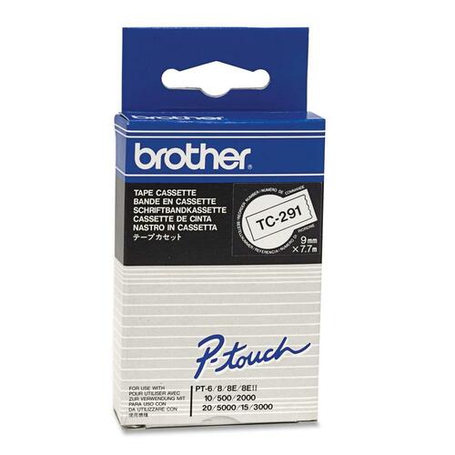 Etikettenband Brother P-touch TC291 - 9 mm Breite - Rechteck - Glänzend - Weiß - Laminiert