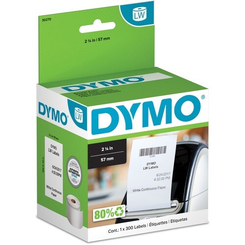 Dymo Direct Thermal Receipt Paper - White - 2 1/4" x 300 ft - 0.83 lb Basis Weight - 1 / Roll