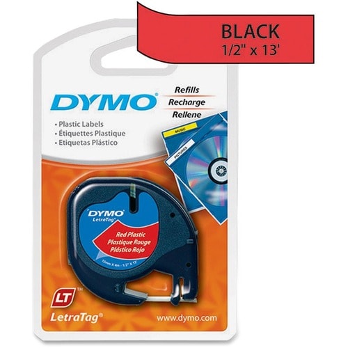 Dymo LetraTag 91333 Polyester Tape - 1/2" Width - Direct Thermal - Red - Polyester - 1 Each