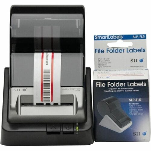 Seiko SLP-FLB White/Red File Folder Labels - Designed perfectly for labeling folders/assets in an Hospital, Office, Police