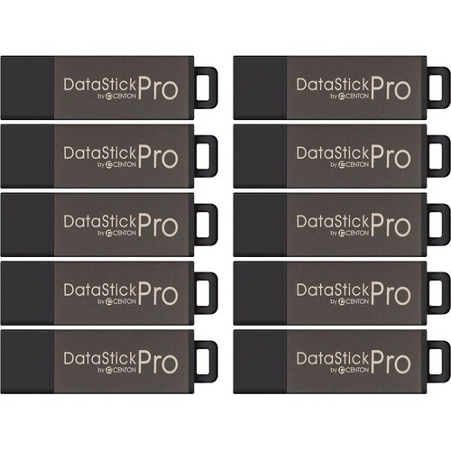 Centon 2GB DataStick Pro USB 2.0 Flash Drive - 10 Pack - 2 GB - USB 2.0 - Gray - Lifetime Warranty