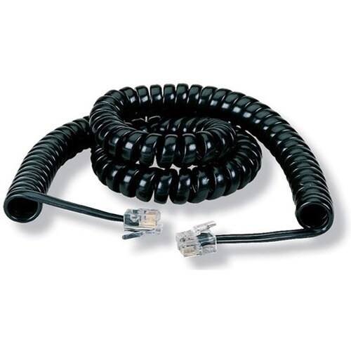 Black Box Modular Coiled Handset Cable - RJ-22 Male Phone - 6ft - Black
