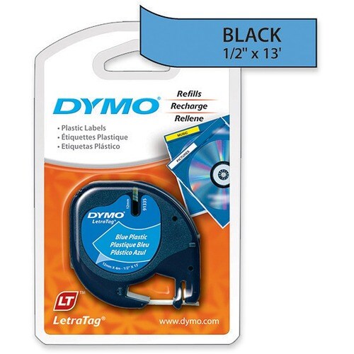 Dymo LetraTag Label Maker Tape Cartridge - "1/2" x 13 ft Length - Rectangle - Direct Thermal - Blue - Polyester - 1 Each -