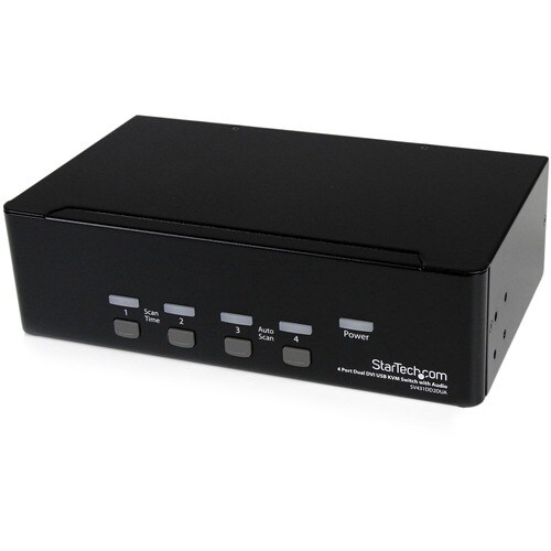 StarTech.com 4 Port Dual DVI USB KVM Switch w/ Audio & USB Hub - 4 Port