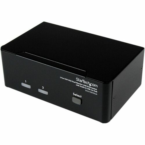 StarTech.com 2 Port KVM Switch DVI and VGA w/ Audio and USB 2.0 Hub Dual Monitor / Display / Screen KVM Switch DVI VGA (SV