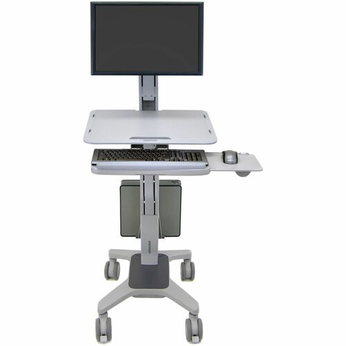 Ergotron WorkFit-C Computer Cart - 12.25 kg Load Capacity - 4 Casters - 101.60 mm Caster Size - Aluminium - Two-tone Grey 