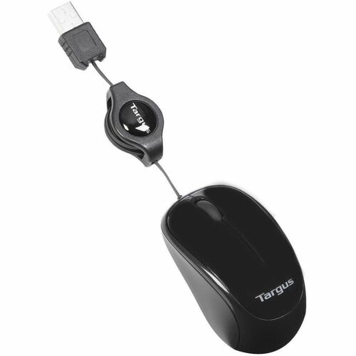 Targus AMU75EU Travel Mouse - USB - Optical/BlueTrace - Black - Cable - 1000 dpi - Scroll Wheel - Symmetrical