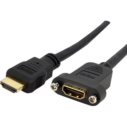 StarTech.com 3ft HDMI Female to Male Adapter, 4K High Speed Panel Mount HDMI Cable, HDMI Female to Male, HDMI Panel Mount 