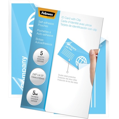 Fellowes Self-Adhesive Pouches - Business Card, 5mil, 5 pack - Laminating Pouch/Sheet Size: 3.88" Width x 5 mil Thickness 