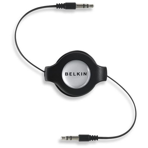 Belkin iPhone/iPod/MP3 3.5mm/3.5mm Retract Cable - 1.37 m Mini-phone Audio Cable for Audio Device, iPhone - First End: 1 x