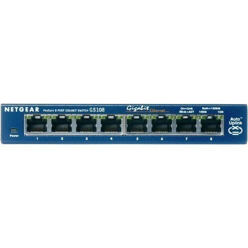 Netgear ProSafe GS108 Gigabit Desktop Switch - 8 Ports - Gigabit Ethernet - 10/100/1000Base-T - 2 Layer Supported - Deskto