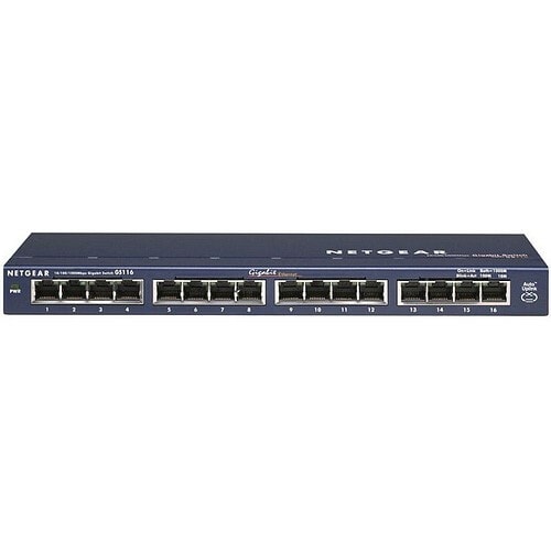 Netgear ProSafe GS116 Gigabit Dekstop Switch - 16 Ports - Gigabit Ethernet - 10/100/1000Base-T - 2 Layer Supported - Wall 
