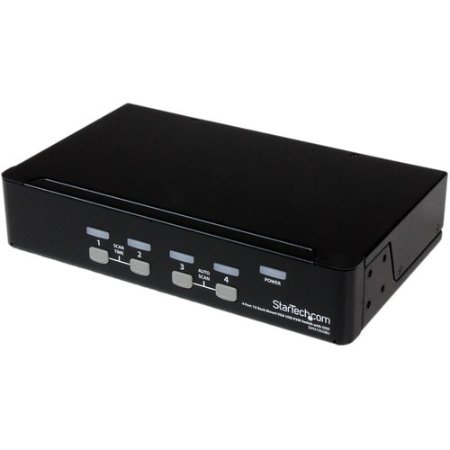 StarTech 4 Port 1U Rackmount USB KVM Switch with OSD, TAA - Control up to 4 VGA and USB computers from a single keyboard, 