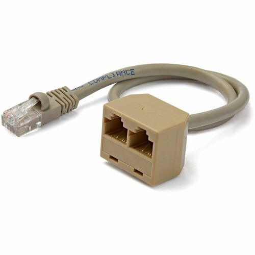 StarTech.com 2-to-1 RJ45 Splitter Cable Adapter - Network splitter - RJ-45 (M) - RJ-45 (F) - Connect two 10/100 Ethernet d