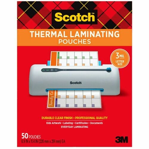 Scotch Thermal Laminating Pouches - Sheet Size Supported: Letter 8.50" Width x 11" Length - Laminating Pouch/Sheet Size: 9