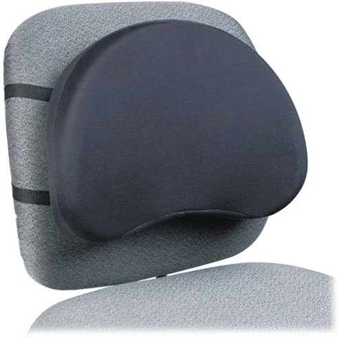 DELUXE ERGONOMIC CHAIR BACK & LUMBAR SUPPORT - Strap Mount - Black - 1 Each