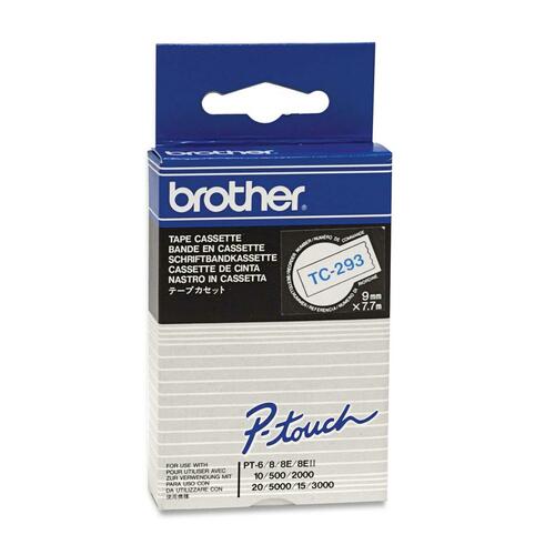 Brother TC293 Multipurpose Label - 9 mm Width x 7.70 m Length - Rectangle - Thermal Transfer - White