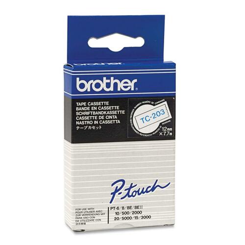 Brother TC203 Multipurpose Label - 12 mm Width x 7.70 m Length - Rectangle - Thermal Transfer - Clear