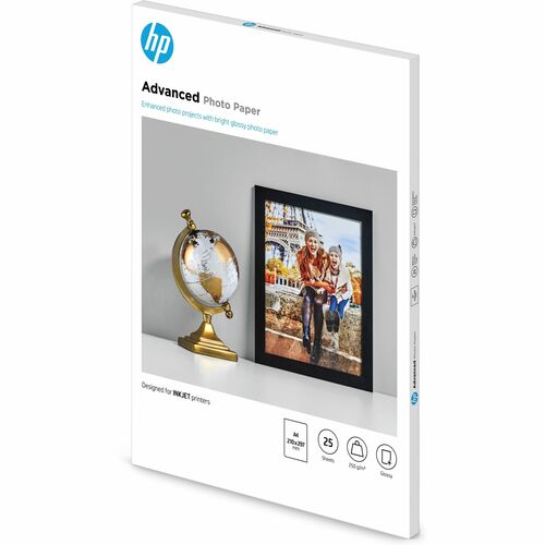 HP Advanced Jato de tinta Papel fotográfico - 91 Brilho - A4 - 210 mm x 297 mm - 250 g/m² Grammage - Brilhante - 25 Planilha