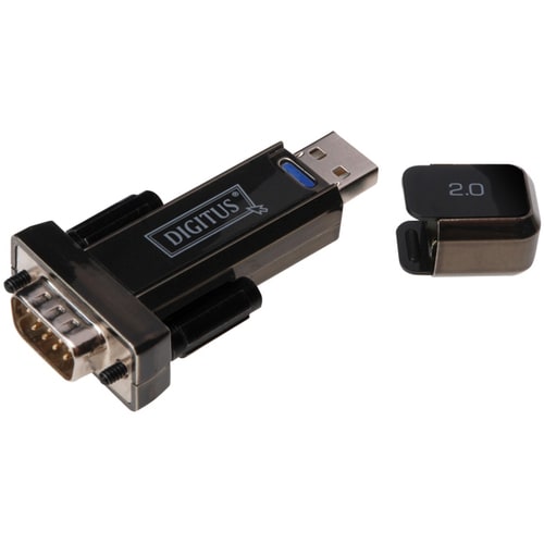 Digitus USB 2.0 Serieller Adapter. Anschluss 1: USB 2.0, Anschluss 2: D-Sub 9 Male. Produktfarbe: Schwarz