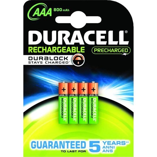 Duracell Battery - Nickel Metal Hydride (NiMH) - 4Pack - For Multipurpose - Battery Rechargeable - AAA - 1.2 V DC - 800 mAh