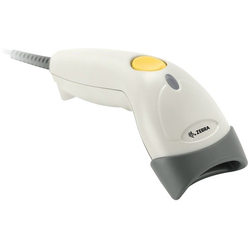 Zebra Symbol LS1203 Handheld Barcode Scanner - Cable Connectivity - White - 100 scan/s - 1D - Laser - Bi-directional - USB