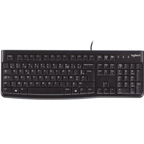 Logitech K120 Wired Keyboard for Windows, USB Plug-and-Play, Full-Size, Spill-Resistant, Curved Space Bar, Compatible with