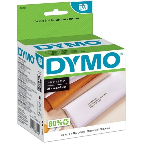 Dymo High-Capacity Address Labels - 1 1/8" Width x 3 1/2" Length - Permanent Adhesive - Rectangle - Direct Thermal - White