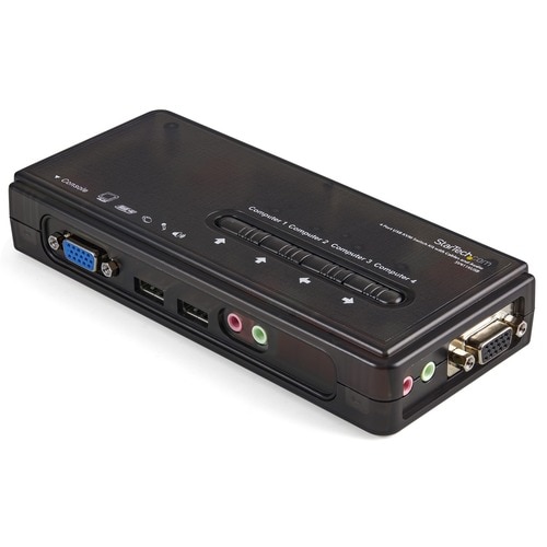 StarTech.com 4 Port Black USB KVM Switch Kit with Cables and Audio - desktop KVM Switch - VGA KVM Switch - USB KVM Switch 