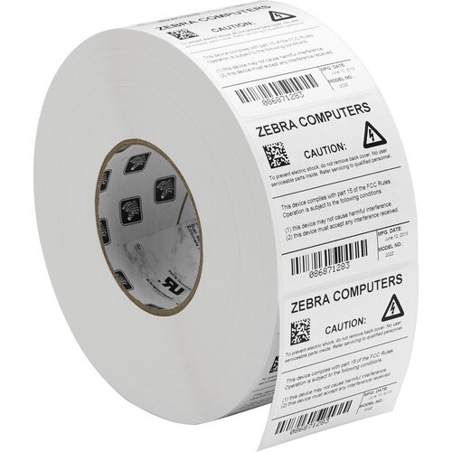 Zebra Label Polyester 2 x 0.5in Thermal Transfer Zebra Z-Ultimate 3000T 3 in core - 2" Width x 1/2" Length - Permanent Adh