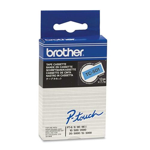 Mehrzwecketikett Brother TC501 - 12 mm Breite x 7,70 m Länge - Rechteck - Thermotransfer - Blau - Verblassungsresistent, S