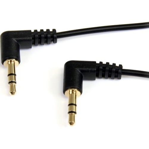 StarTech.com 1 ft Slim 3.5mm Right Angle Stereo Audio Cable - M/M - Easily connect an iPod® or other MP3 player to a car s