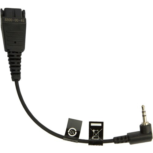 Jabra 8800-00-46 Audio Cable - 1 / Each - First End: Quick Disconnect - Second End: Sub-mini phone - Black