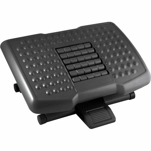 Kantek Premium Ergonomic Footrest with Rollers - 4" - 6.50" Adjustable Height - Black FOOTREST WITH ROLLERS