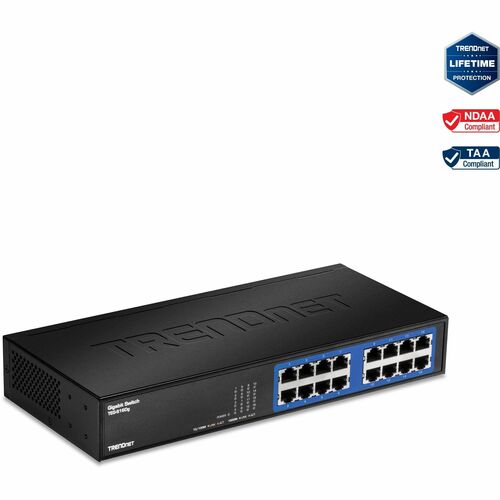 TRENDnet TEG-S16DG 16 Anschlüsse Ethernet-Switch - Gigabit-Ethernet - 10/100/1000Base-T - Neu - TAA-konform - 2 Unterstütz