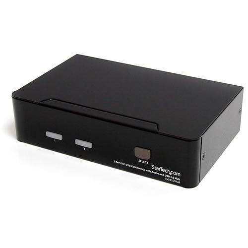 StarTech.com 2 Port DVI + USB KVM Switch with Audio - KVM switch - USB 2.0 Hub - 2 ports - 1 local user - 1U - Share keybo