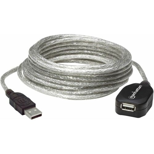 Manhattan Cable USB V2.0 Ext. Activa 4.9M - Cable for Computadora de escritorio - 480Mbit/s - Cable de extensión - Plata