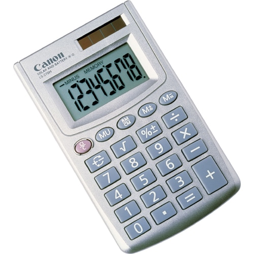 Canon LS-270H Simple Calculator - 8 Digits - LCD - Battery/Solar Powered - 10 mm Height x 61 mm Width x 102 mm Length - Si