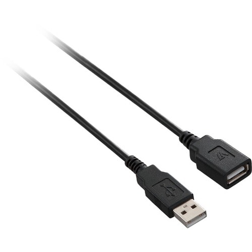 V7 Black USB Extension Cable USB 2.0 A Female to USB 2.0 A Male 1.8m 6ft