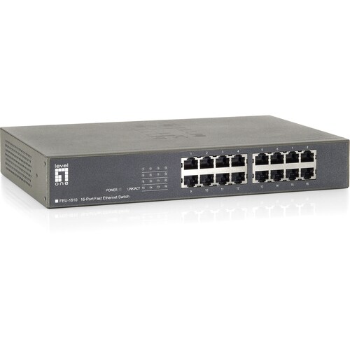 LevelOne FEU-1610 16-Port 10/100 Fast Ethernet Desktop Switch - 16 x 10/100Mbps Ports 10/100 FAST ETHERNET DESKTOP SWITCH