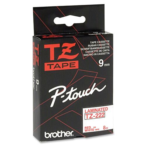 Etikettenband Brother P-touch TZE222 - 9 mm Breite - Rechteck - Thermotransfer - Weiß - Laminiert - Abriebfest, Temperatur