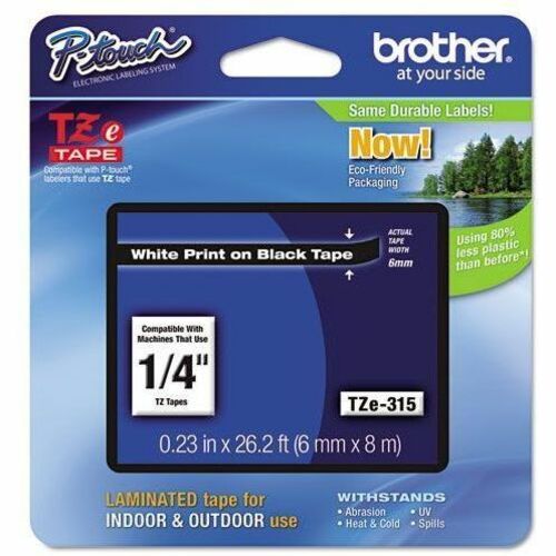 Etikettenband P-touch TZE315 - 6,35 mm Breite - Weiß - Laminiert - Fettbeständig, Schmutzabweisend, Temperaturbeständig, G