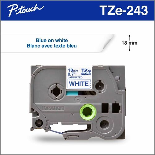P-touch TZE243 Label Tape - 19.05 mm Width - White - Laminated - Grease Resistant, Grime Resistant - 1 Each