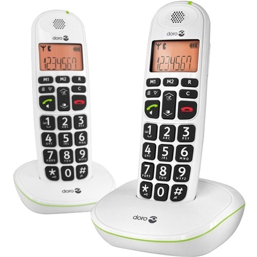 Téléphone sans fil sénior Doro PhoneEasy 100w Duo - DECT - Noir - 300 m Gamme - 1 x Ligne(s) téléphonique(s) - 2 x Combiné
