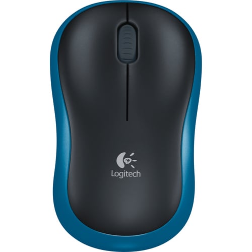 Logitech M185 Mouse - Radio Frequency - USB - Optical - 3 Button(s) - Blue - Wireless - 2.40 GHz - Scroll Wheel - Symmetri